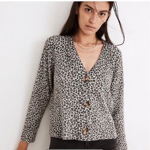 Madewell Cameron Vintage Ditsy Coziest Yarn Ribbed Cardigan In Heather